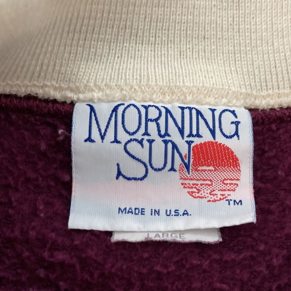 Vintage 90s 80s Morning Sun Purple Racoon Forest Collared Sweatshirt Large - Picture 9 of 12